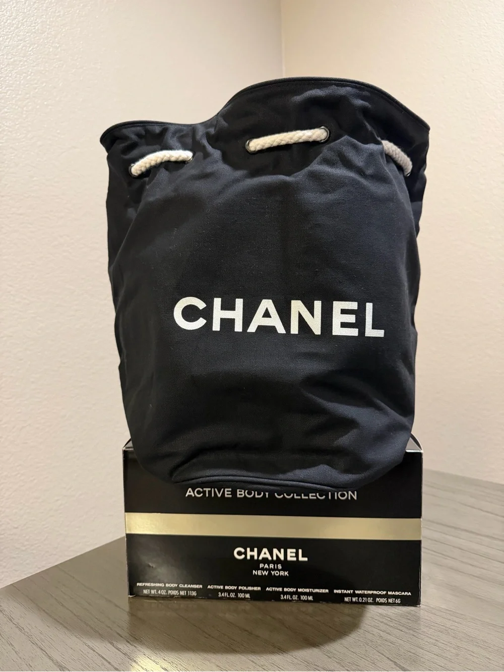 CHANEL Black Canvas Duffel Bag